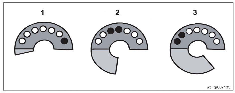 1 Fjern de 4 skruene (a) som fester bladet til motoren. 3.9.2 Fjern de 3 skruene som holder eksenterhuset (b). 3.9.3 Bruk en 1/4" sekskantnøkkel og løsne skruen (c) som holder eksentervektene på plass.