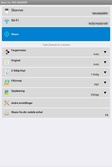 8 Skanne 8.1 Skann fra mobil enhet Utfør de følgende trinnene for å konfigurere skanneinnstillinger på din mobile enhet. Gå til ditt lokale Sharp-nettsted for en liste over skannere som støttes.