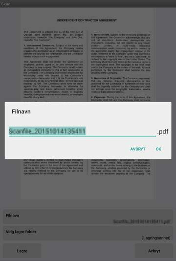 Skannet data allerede navngitt på skanneren, kan nå gis nytt navn.
