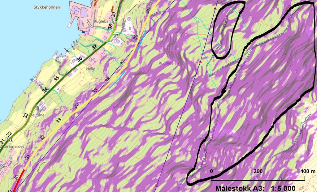 3m 1m I Planarbeidet har ein valt å avvika frå den trygge gode H2 standarden som er vist ovanfor, ein har i staden valgt ein smalare Gang /sykkelveg UTAN tryggleiksrabatt!