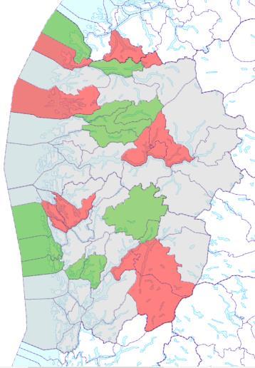 Vestlandet fylke kommunar frå 2020 Vestlandet Kommunar: 43 (59 i dag) Folketal: 630 000 Største kommunane innbyggjarar: 1. Bergen -- 278000 2. Øygarden Fjell, Sund, Øygarden 37200 3.
