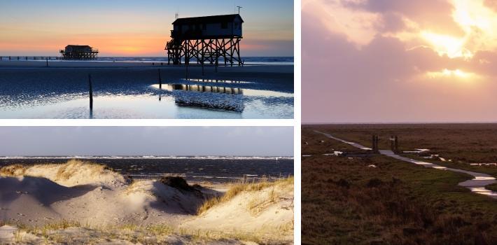 Amrum er et sant vandreparadis. St. Peter-Ording (66.9 km) Gå på oppdagelse i landsbyen St. Peter-Ording i Nord Frisland, hvor det bl.a. finnes hele 12 kilometer med fantastisk sandstrand, flotte skogsområder og store klipper.