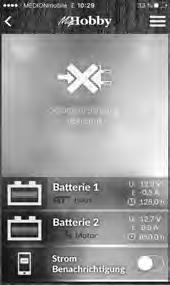Batterimenyen kan detektere opptil 3 batterier hvis de alle har hver sin batterisensor. Alle opplysninger formidles via sensorene.
