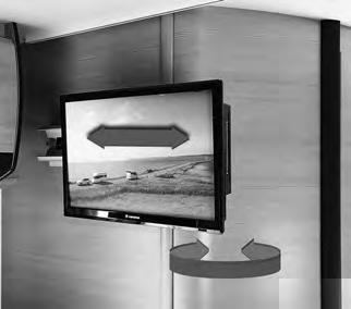 TV-uttrekk for flatskjerm Trykk inn metallskinnen j for å åpne og kjør samtidig TVholderen ut.