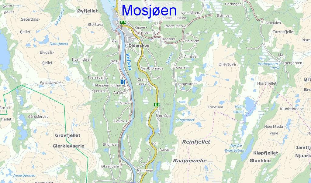 Figur 1: Kartutsnittet viser tiltaksområdets beliggenhet (blå sirkel) ved Laksfors. 1.3 KOMMUNEPLANEN OG REGULERINGSPLANER Gjeldende kommuneplan for Grane kommune ble vedtatt 13.