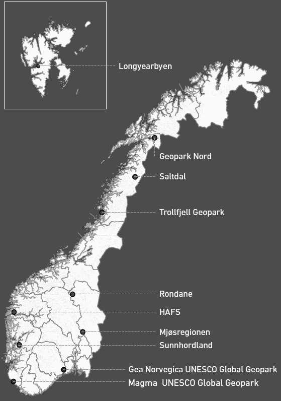 Norske geoparker UNESCO Global Geopark er beskyttet, men begrepet geopark kan brukes fritt. Det finnes mange områder som har ambisjon om å bli geopark med eller uten UNESCO-stempel.