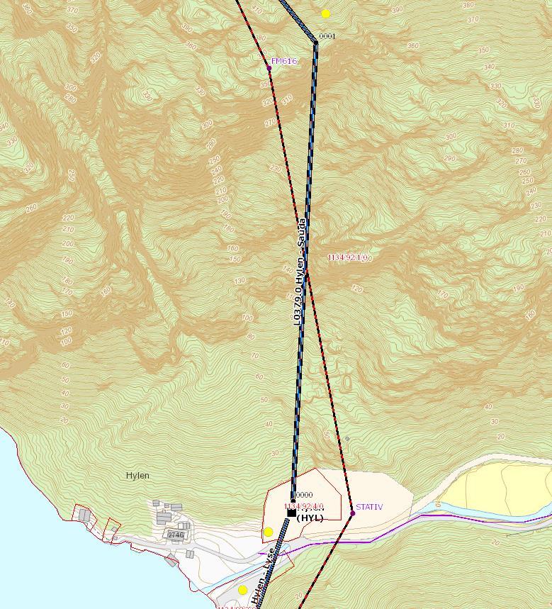 vært en liten plattform for landing med helikopter. Traséjusteringen vil ikke berøre noen nye eiendommer. Se figur 11.