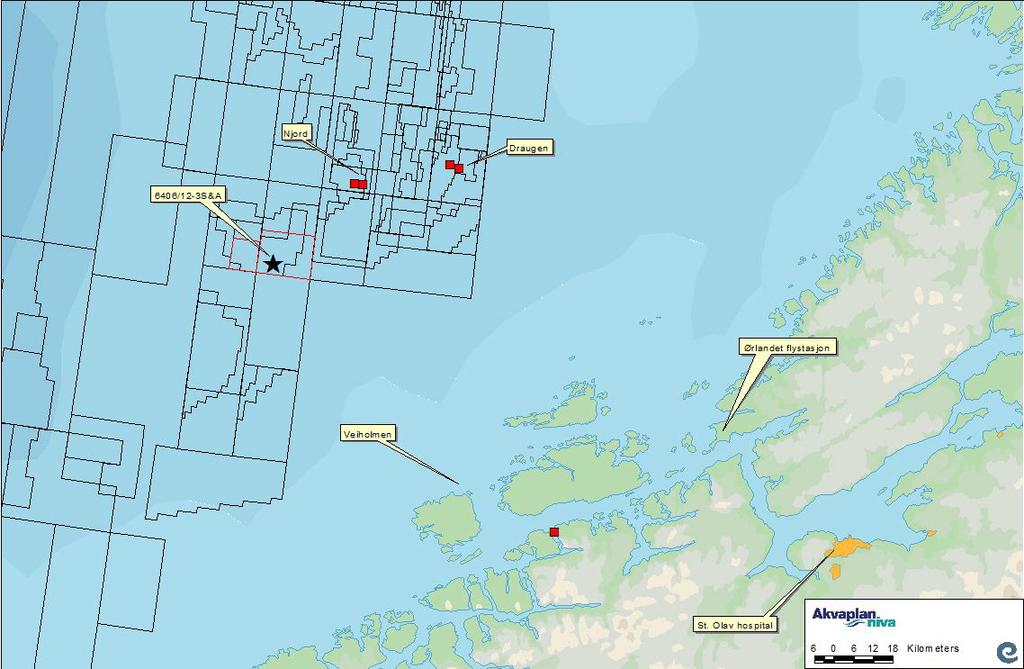 2 GENERELL INFORMASJON 2.1 Geografisk lokasjon av 6406/12-3 S & A Pil & Bue Lokasjon Brønn 6406/12-3 S & A Pil & Bue er lokalisert på Haltenterassen i den sørlige delen av Norskehavet.