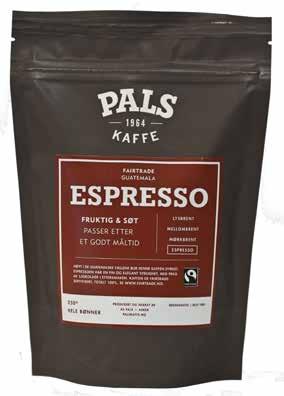 PALS KLASSISKE ESPRESSO Kaffen består av spesielt utvalgte kvaliteter som er brent til det nivået som gir den beste smaken.