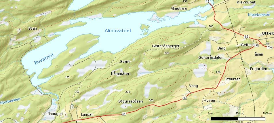 Buan-Almovatnet og c)