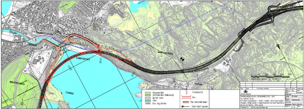 Beskrivelse av planforslaget med vegvesenets anbefaling: Av notatet E18 Bommestad Sky, kommunedelplan med konsekvensutredning, Oppsummering av høringsuttalelser og Vegvesenets anbefaling datert 14.11.