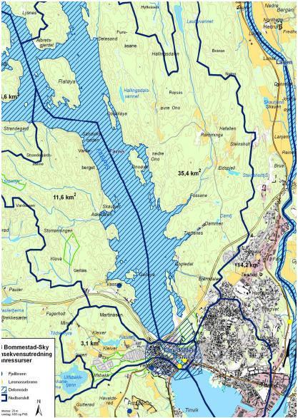 vannsmagasinet mellom Farriseidet og Larviksfjorden, Farriselva, Numedalslågen og grunnvannsbrønner. Farris tilhører Siljanvassdraget, som er vernet i Verneplan I for vassdrag.