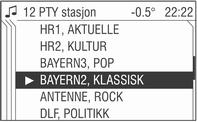 Programtype (PTY) Mange RDS-stasjoner sender en PTY-kode som beskriver hvilken programtype som sendes (for eksempel nyheter). Med PTY-koden kan du velge stasjoner etter programtype.