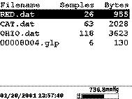 Figur 8.3 Skjermbilde av fil-liste 4. Bruk piltastene for å merke en fil. 5. Trykk Enter tasten. Fil-detaljene vises på skjermen. Figur 8.4 Skjermbildet File Details 6.