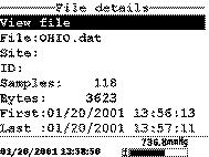 Gå til filmenyen som beskrevet i Seksjon 8.1 Gå til skjermbildet File. Se også Figur 8.2 Skjermbildet File. 2. Bruk piltastene fil å merke valget View file. 3. Trykk Enter tasten.