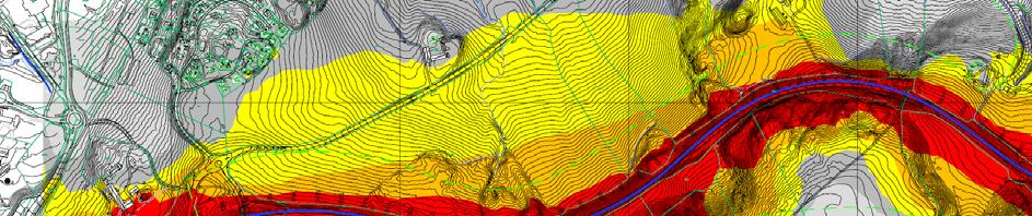 Geologi Fareområder for skred og steinsprang er vurdert for dagsonene av E6- anlegget.