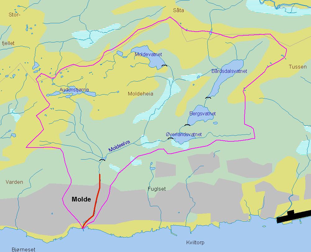 1. Beskrivelse av oppgaven Flomsonekart skal konstrueres for flomutsatt elvestrekning i Moldeelva i Molde kommune i Møre og Romsdal, delprosjekt fs 105_1 Molde i NVEs Flomsonekartprosjekt.