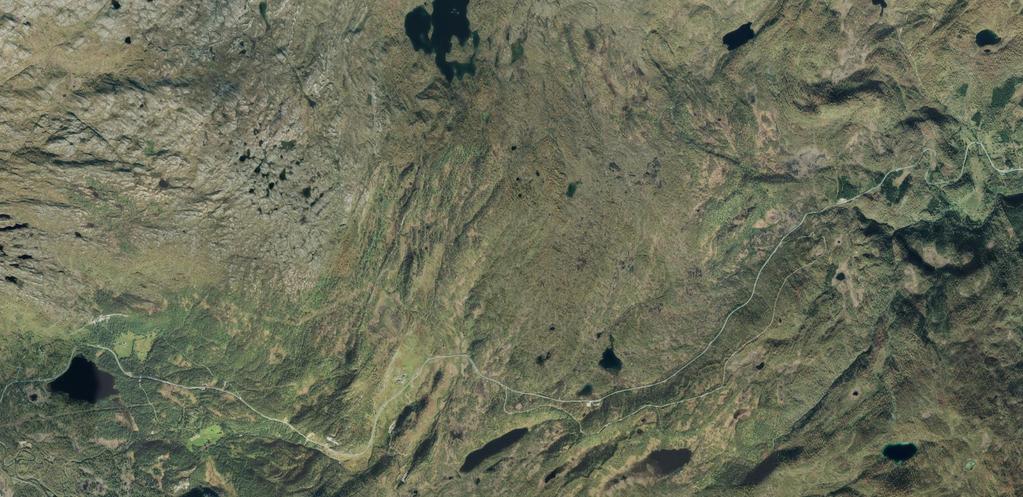 1 5.Tverramo 1.Svartvatnet 2.Ljøsenhammer Figur 1: Oversiktsbilde over trasé alternativer fra Tverramo.