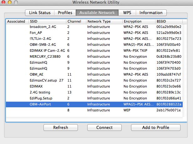 VI-2. Mac: Koble til et Wi-Fi nettverk 1. Det trådløse hjelpeprogrammet vil åpne seg automatisk når adapteren er koblet til datamaskinen.