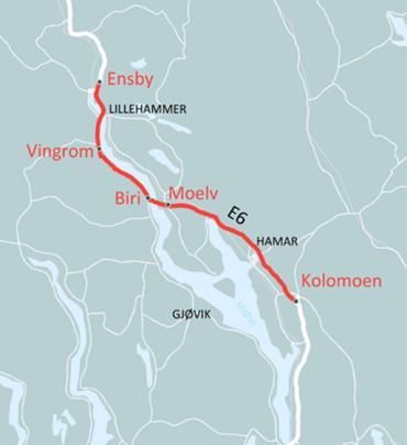 PROSJEKTOMRÅDE E6 - MJØSREGIONEN Prosjekt: E6 Kolomoen Arnkvern E6 Arnkvern - Moelv Totalentreprenør: Hæhre Veidekke Konsulent: Rambøll og Aas-Jakobsen Sweco Status i bruk av 3Dmodell i