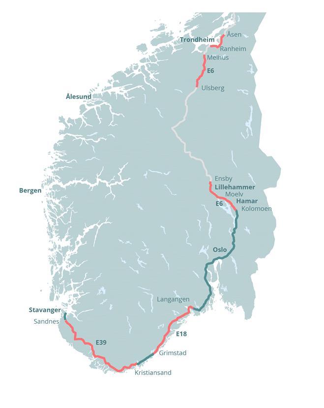 Matriseorganisasjon Hovedkontor i Kristiansand Fire utbyggingsområder: E6