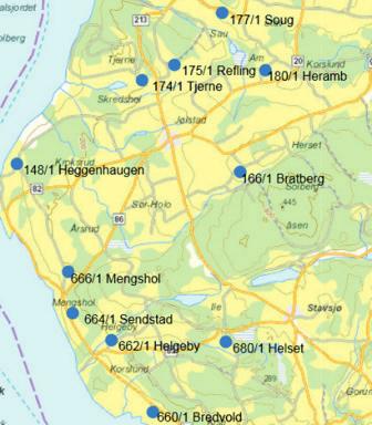 Kartfestingen viser: Tettheten er størst i de gode sør og vestvendte områdene mot Mjøsa, mens det er langt færre i indre og mer