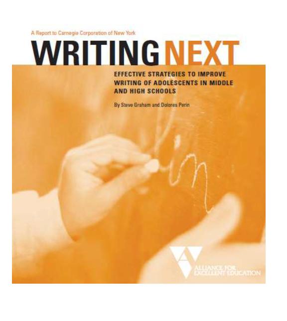 Steve Graham: Writing next (2007) 1. Skrivestrategier (planlegging,revisjon og ferdigstilling) 2.