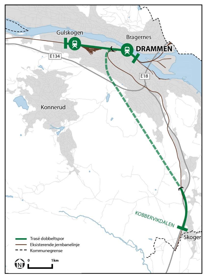 6 av 22 2 INNLEDNING 2.1 Bakgrunn Nasjonal transportplan 2014-23 [1] legger opp til at InterCity-strekningene mellom Oslo og Tønsberg skal være ferdig utbygd innen 2024.