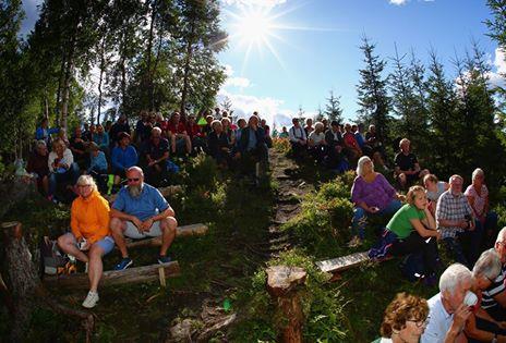 ute i skogen.