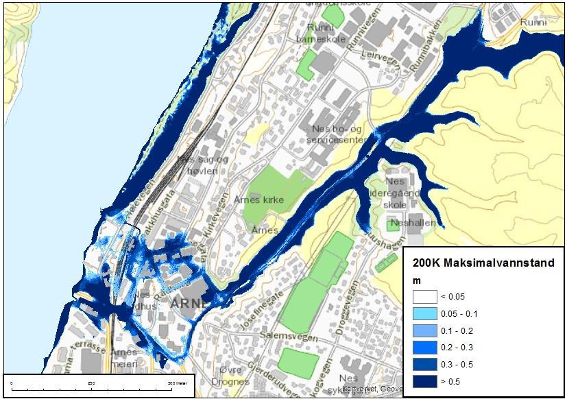 Figur 10: Vannføring ved ulike gjentaksintervall (48-timersregn) i Drogga.