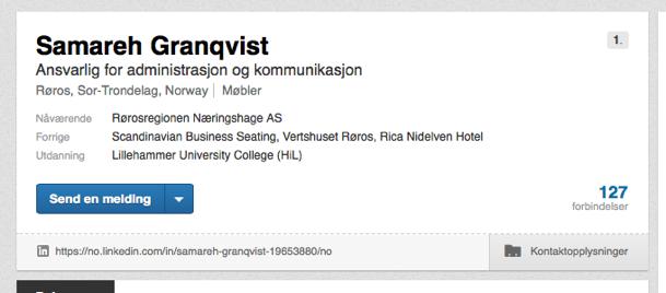 Samareh Granqvist Ansvarlig for Administrasjon og Kommunikasjon i