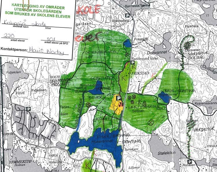 kartlegger arealer som brukes i skoletiden