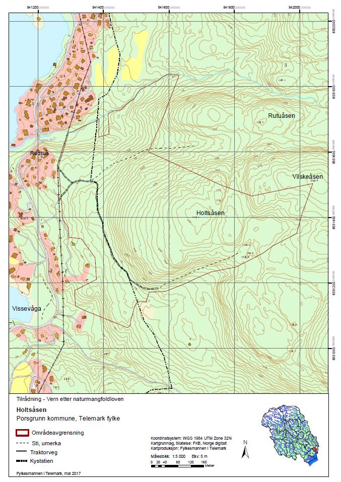 Vedlegg 2 Kart over Holtsåsen naturreservat.