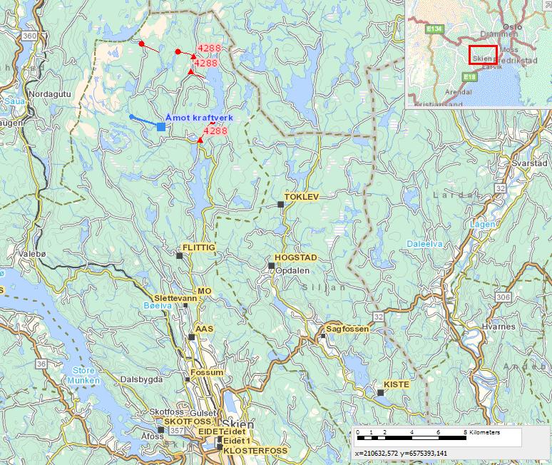 I tillegg er flere kraftverk planlagt i Falkumelva. Disse er vist i tabell 1. Figur 1.