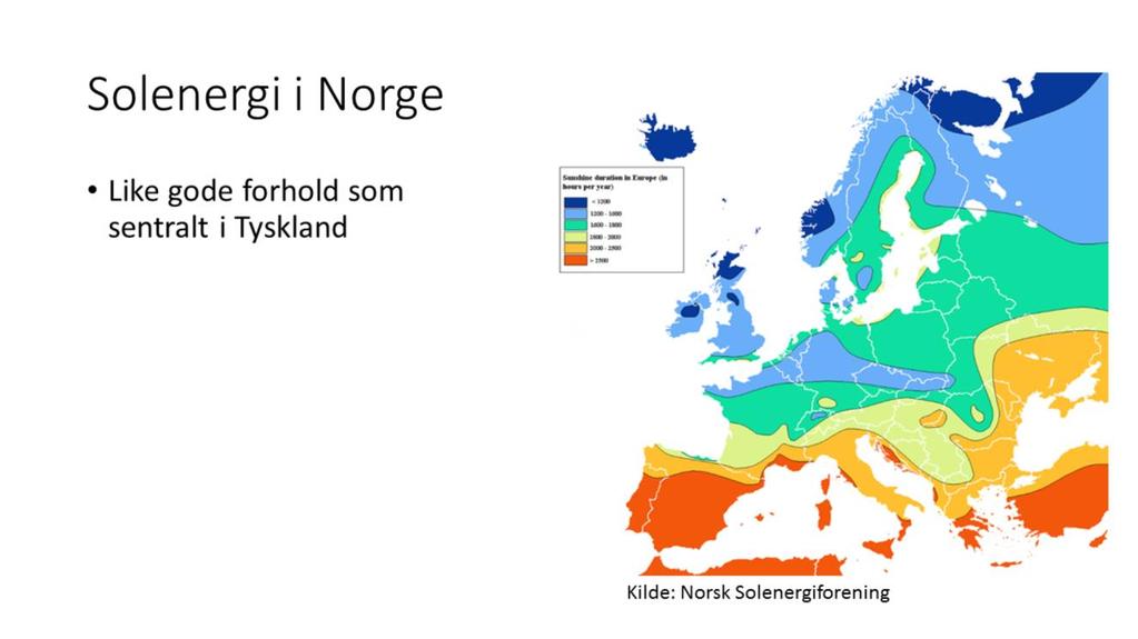 Solinnstrålingen i disse områdene er på nivå med sentrale områder i Tyskland, hvor de bruker svært mye