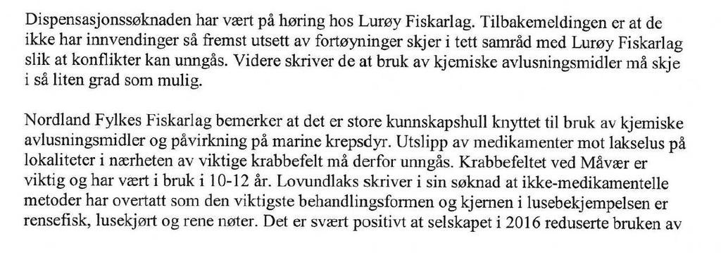 Nordland Fylkes fiskarlag sendte uttalelse den 18.09.