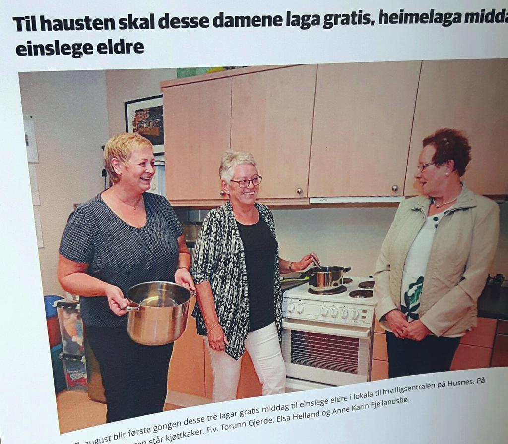 Før sommaren hadde Husnes helselag eit flott oppslag i lokalavisa si Kvinnheringen, om planane om middagsservering for einslege