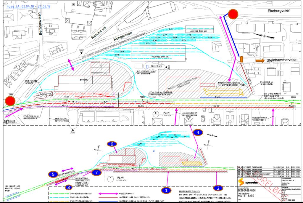 0730-0830)- Ettermiddag 14:00-15:00 Sperre fortauet langs Kongsveien- nær basen, og lede fotgjengere til fortau på motsatt side Steinhammerveien stenges for trafikk med bom etter innkjøringen til