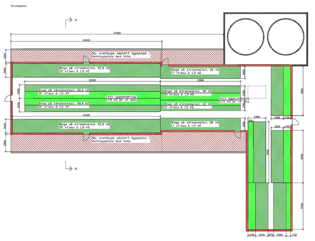 Tegning 7: Plantegning for forslag til løsning, alternativ 2.