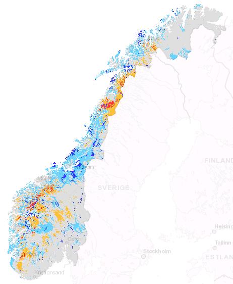 Vær og hydrologi Mark- og grunnvann 2016 2017 Kartene viser lagerevne i mark- og grunnvannssonene i forhold til total metning for 31.