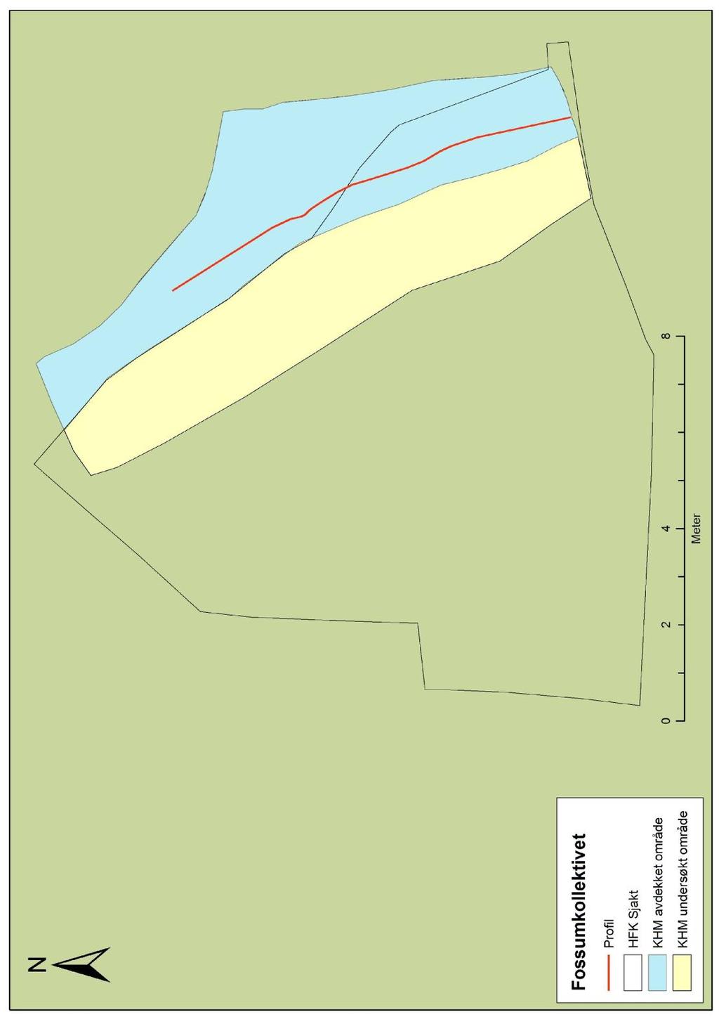 Figur 4: Registrering, utgravning og dokumentasjon av steinlag. Hedmark fylkeskommunes sjakt 1 markert med omriss; blått område representerer bevart bryggesteinslag mm.