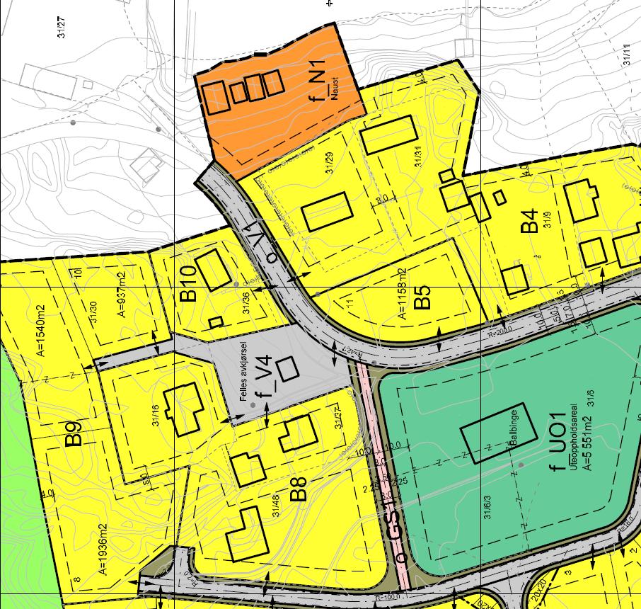 Reguleringsplan AV3 Fiskebøl Bømyra øst (etter omregulering i 2013) Beskrivelse: Veinett