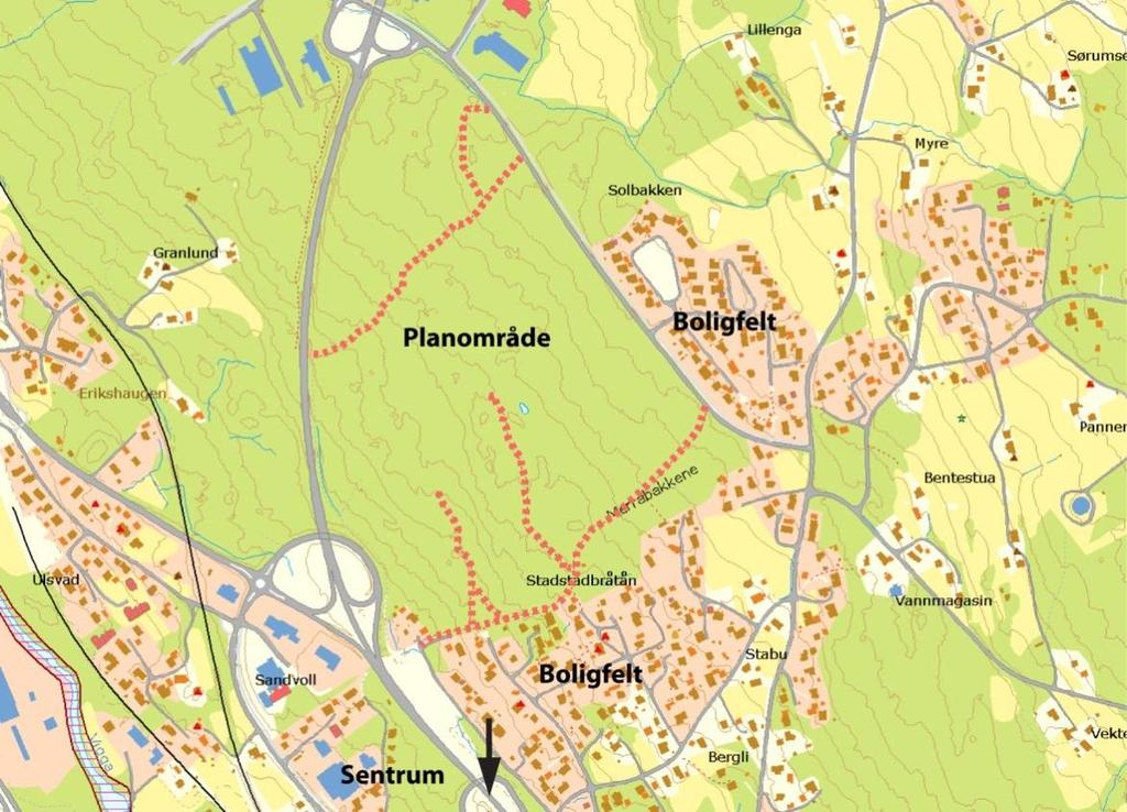 OMRÅDEREGULERING MED KONSEKVENSUTREDNING FOR MOHAGAN SØR 43 (50) Figur 21: Oversikt over eksiterende stier i planområdet Turstier kommunen har merket av, er vist med rød, stiplet strek.