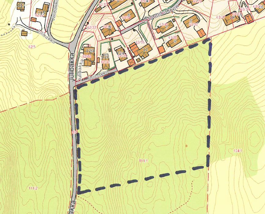 Kommuneplanens arealdel Planbeskrivelse 22 Kartutsnitt foreslått boligområde ved Bilden (øverst i Julibakka): 4.2.4 Boligområde på Kjellmanjordet Det har kommet inn et forslag om et nytt boligområde på Kjellmanjordet, langs fylkesvegen litt nordvest for Trintom skole.