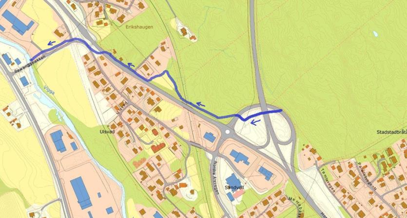 OMRÅDEREGULERING MED KONSEKVENSUTREDNING FOR MOHAGAN SØR 23 (50) Figur 11: Eksisterende vannveier fra området til elva Vigga 5.4.6 Energi Det åpnes for energianlegg på en tomt på 4,5 daa.