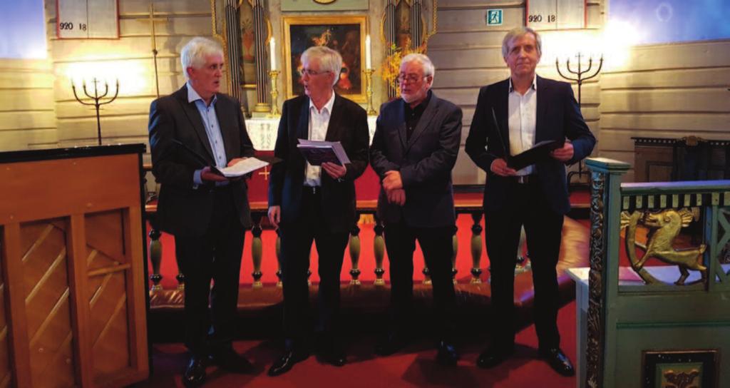 Takk til Gunnar, Kåre, Svein og Harald Bjørkøy Foto: Stig Ottar Jensen Etter å måtte utsette konserten på grunn av sykdom var det fire opplagte brødre vi fikk høre i Hemne kirke 21. oktober.