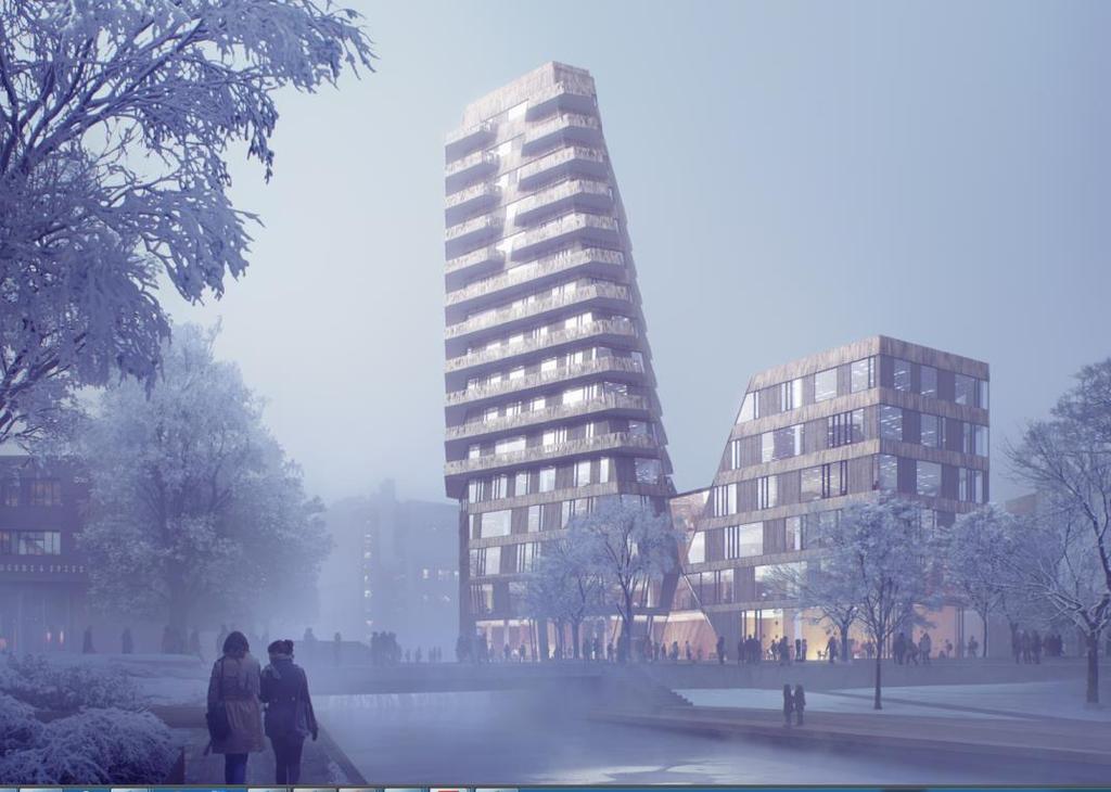 Gullhaug Torg 2A, Nydalen Avantor, Snøhetta og Skanska Resultater fra masteroppgave (Håkon Sælen) Den arkitektoniske utformingen av byggene gir kompliserte bære- og avstivingssystemer med et