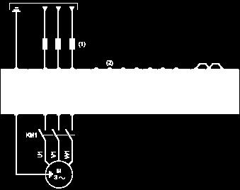 Three-Phase Power Supply with Downstream Breaking Contactor Connection diagrams conforming to standards EN 954-1 category 1 and IEC/EN 61508 capacity SIL1, stopping