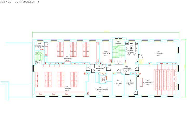 Jahnebakken 3, plan 1. Opphavsrett: UiB.