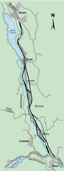 Rv 4 Roa - Jaren Side 10 3.4.2 Hovedalternativ øst for Vigga / gjennom Gran sentrum Innenfor dette hovedalternativet vil utgangspunktet enten være i området ved krysset med rv 35 eller et punkt på